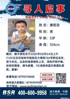 【寻人启事】图中唐铭浩于2025年08月04日上午11:00左右在桂林市临桂区大律街154号附近走失 - 萍乡28生活网 px.28life.net